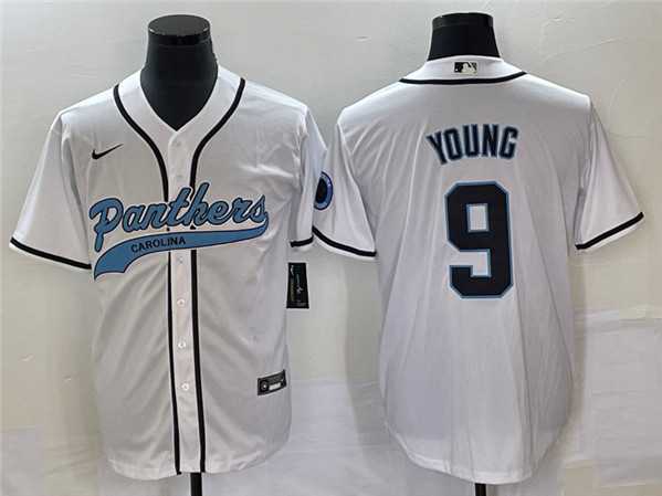 Mens Carolina Panthers #9 Bryce Young White With Patch Cool Base Stitched Baseball Jersey->carolina panthers->NFL Jersey